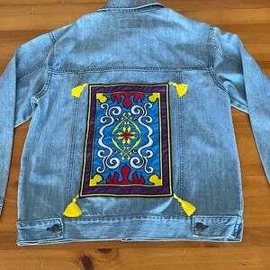 Oh My Disney Aladdin Magic Carpet Denim Jacket, Size Medium, tassels Embroidered
